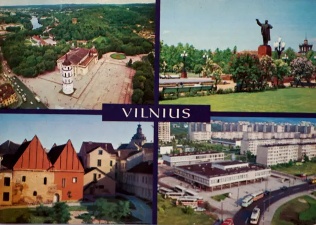 Postcard Vilnius Old Town Gediminas Avenue Lenin Square Žirmūnai Lithuania c1981