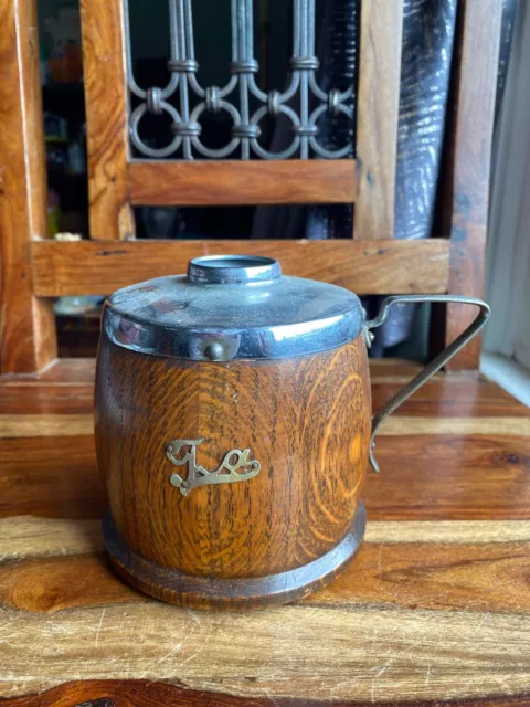 Mid Century Modern Solid Oak Tea Caddy