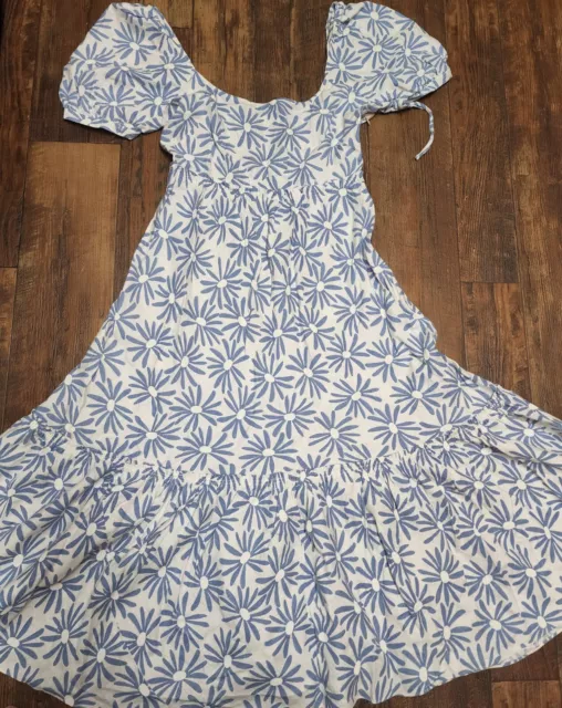 NWOT Polo Ralph Lauren Women's Blue White Kai Floral Linen Midi Dress