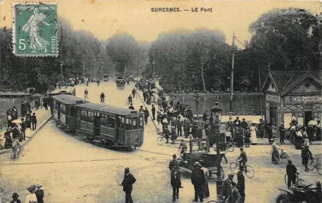 CPA 92 SURESNES LE PONT (cpa enamelled RARE CLICK WITH TRAM