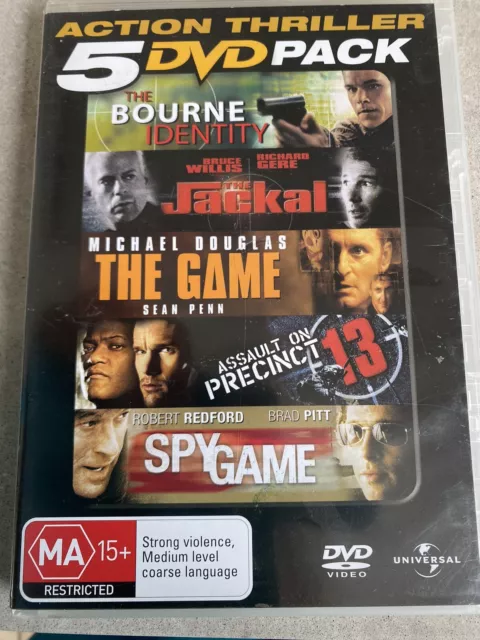 Bourne Identity, Jackal, The Game, Assault on Precinct 13 & Spy Game 5x DVD Set