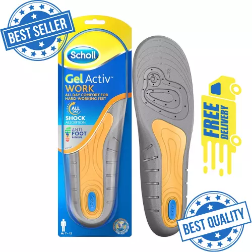 Scholl Gel Active Work Insoles for Men - UK Size 7-12, 1 Pair - Free Delivery