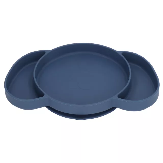 (Dark Blue)Baby Suction Plates Silicone Kids Divided Plates Easy To Clean For
