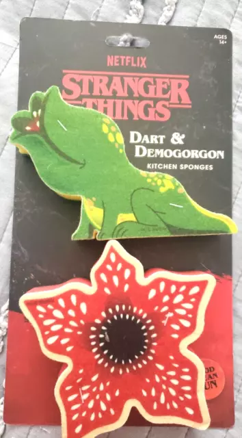 New in Package STRANGER THINGS Dart & Demogorgon Kitchen Sponges Netflix