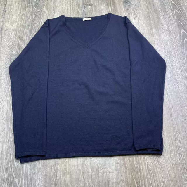 Rossopuro 100% Wool Blue V-Neck Sweater Size 50 2