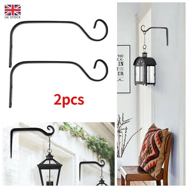 2x Heavy Duty Metal Hanging Basket Brackets Plant Hanger Hook Wall Decor Garden