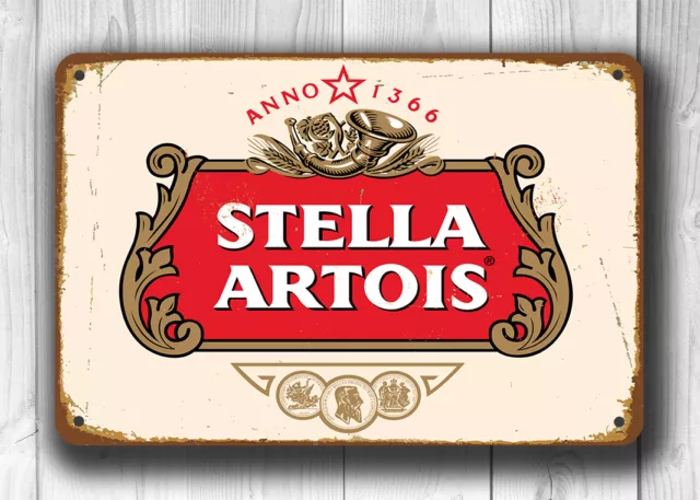 Stella Artois Birra Vintage Insegna Metallo Latta Retro Placca Garage Bar Pub Uomo Grotta