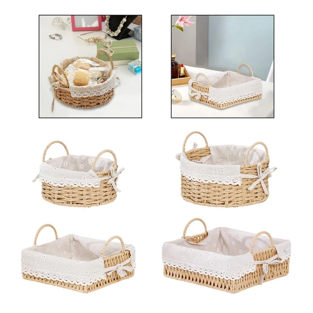 Panier De Rangement Tissé Multi-usage - Décoration Maison, Rangement Fruits, Collaires, Petit Bazar - Style Rotin Moderne - 3
