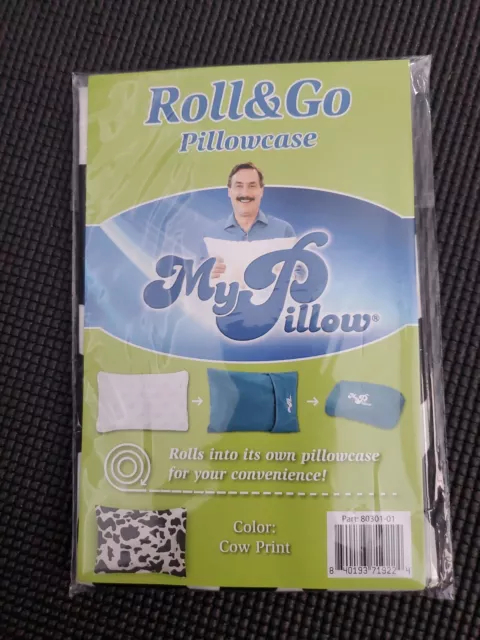 MY PILLOW Travel Pillow Case- Roll N Go- For Go Anywhere 12x18 Pillow- Cow Print