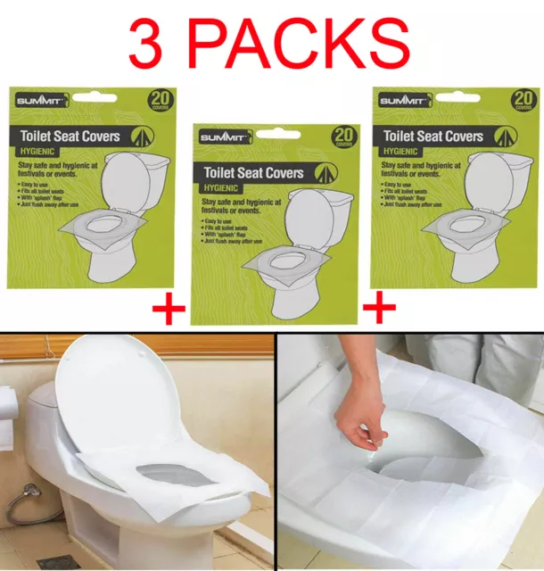 60pk Summit Disposable Paper Toilet Seat Cover Flushable Hygienic Health Camping