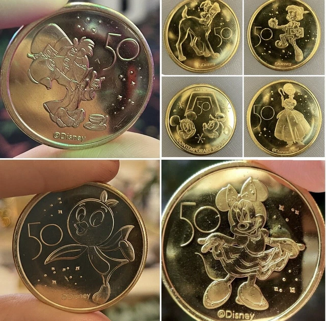 NEW Walt Disney World 50th Anniversary Commemorative Gold Coins 53 variations