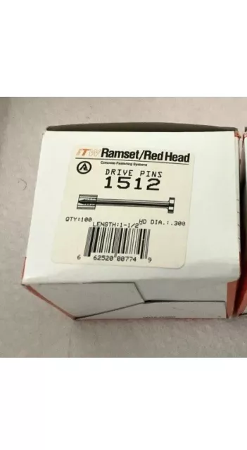 100 / 1 Box of Ramset 1-1/2" Drive Pins .30 head dia powder fasteners 1512