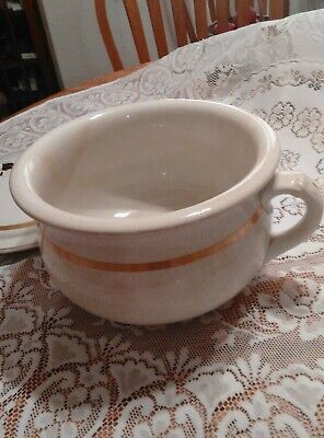 Homer Laughlin Chamber Pot; White With Gold Trim