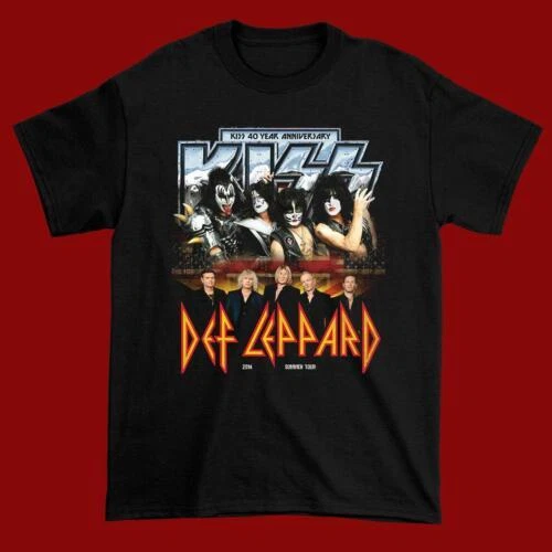 Kiss with Def Leppard 2014 Gift Black Men All size Shirt S-6XL Unisex Tee