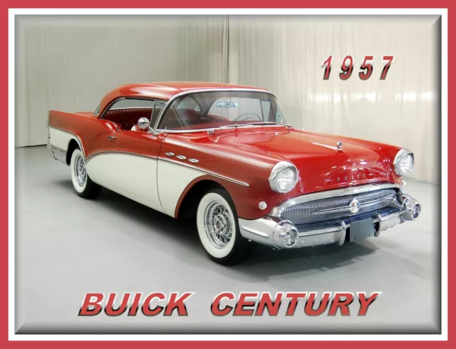 1957 Buick Century Coupe, Red/White, Refrigerator Magnet, 40 MIL