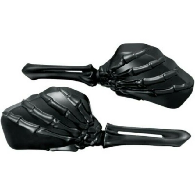 Kuryakyn 1758 Black Skeleton Hand Pair of Mirrors for all Harley Models 65-20