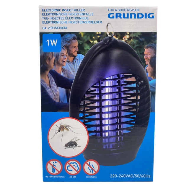 Grundig Elektrischer Insektenvernichter mit UV LED Lampe Fliegen Mücken Falle