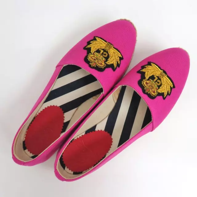 Christian Louboutin Espadrille GALIA FLAT Shoes Pink Canvas Women's 35 US5 22cm 3