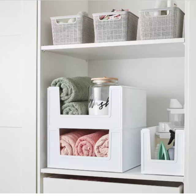 28.5L Modular Open Front Bin Bedroom Laundry Living Space Storage Organiser NEW