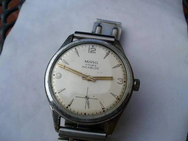 OROLOGIO MONVIS 17 rubis incabloc manuale vintage 35mm funzionante EUR 59 99 PicClick IT