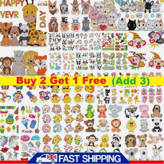 Diamond Painting Stickers Kits Animals 5D Gem Sticker DIY for Kids Beginner UK