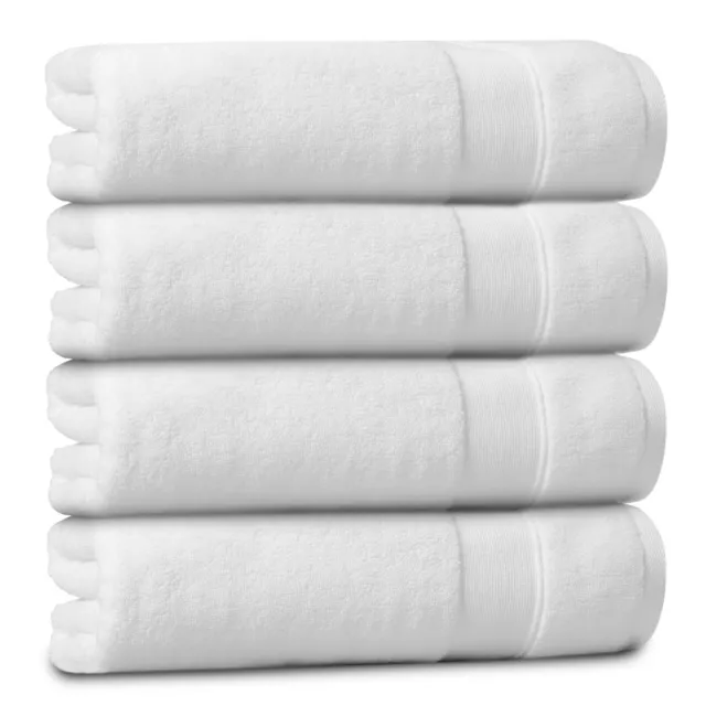 4 Bath Towels Large Hotel Towel 140 X 70cm Cotton 650GSM White Green Dusty Blue