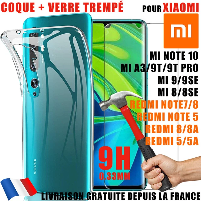 Kit Protection Xiaomi : Coque Silicone + Verre Trempé Pour 12, 11T, 9, 9T, 8 Lite, Redmi...