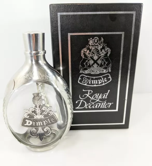 Royal Haig Dimple Whisky Decanter Pewter Glass Scotch Bottle Box