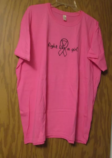 Pink "Fight Like A Girl" T-shirt (2X) Anvil 100% Preshrunk Cotton - NWOT