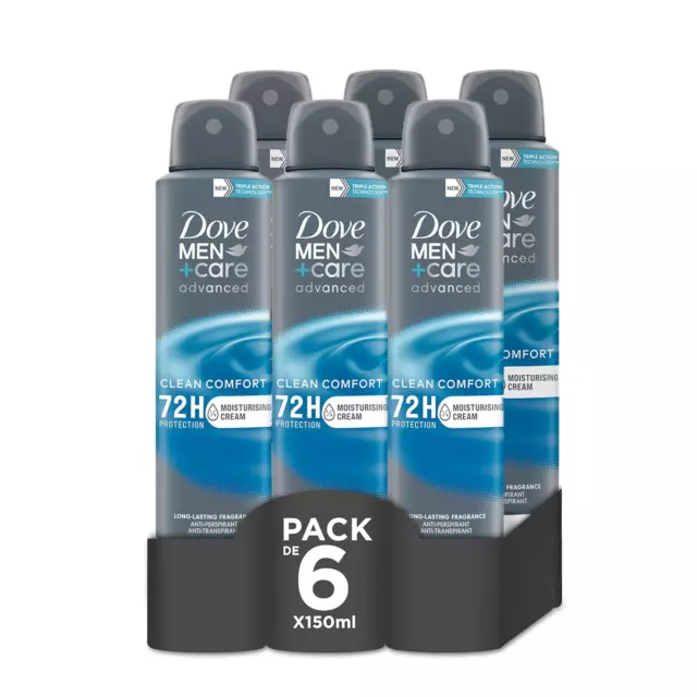 Dove Men +Care Clean Comfort 72 H 150 Ml Spray Für Herren, 6Er Pack (6 X Ohne Du