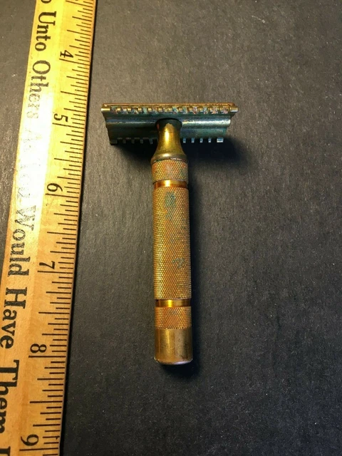 Vintage Gillette Gold Bar Handle "The New" 1930's Saftey Razor Rare See pics