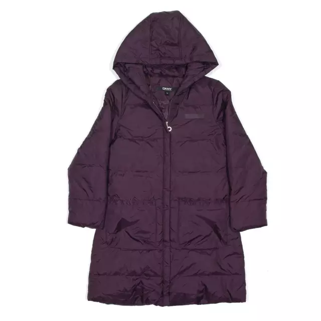 DKNY Jacket Purple Hooded Nylon Puffer Girls 9-10 Years