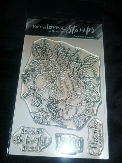 Hunkydory Clear For The Love Of Stamps (4) Anemone Bouquet & Sentiments New
