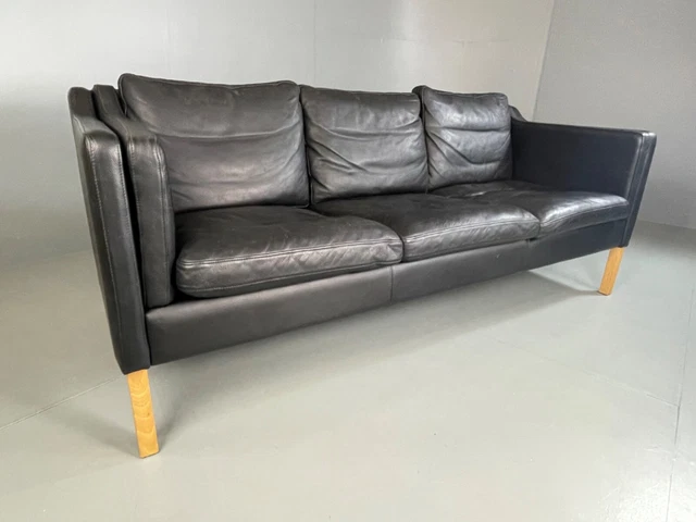 EB4783 Danish Leather 3 seat Sofa, Borge Mogensen Style, Vintage, Retro, M3SS