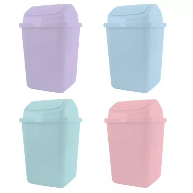 Pastel Plastic Swing Top Bin Kitchen Bathroom Office Bedroom 28 x 18 x 18cm