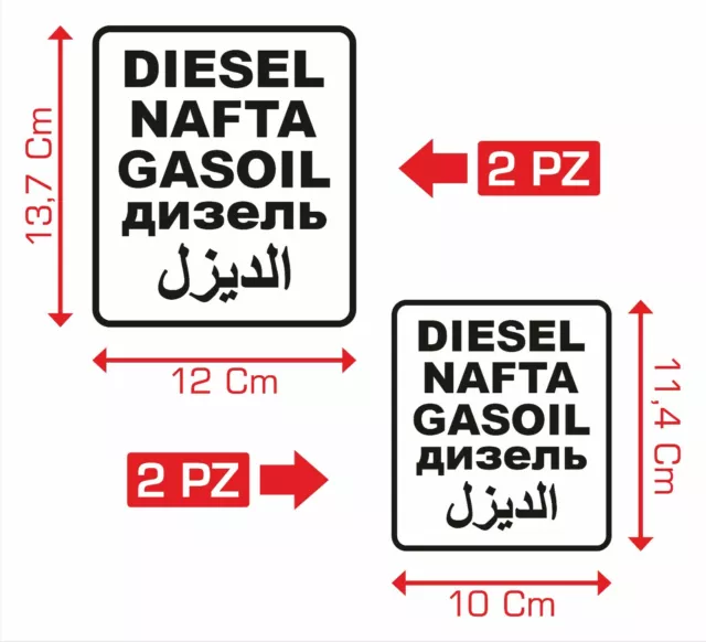 SET di 4 Adesivi GASOIL NAFTA DIESEL 4 PZ con 5 Simboli