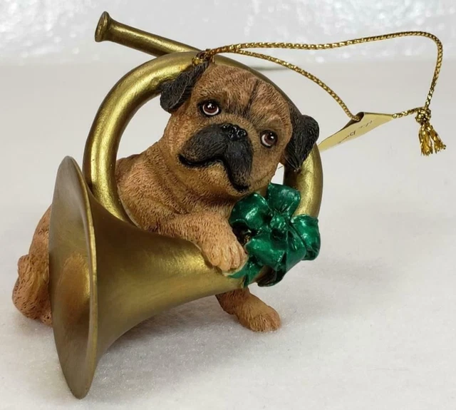 Danbury Mint PUGS and KISSES Merriest Musician Christmas Ornament
