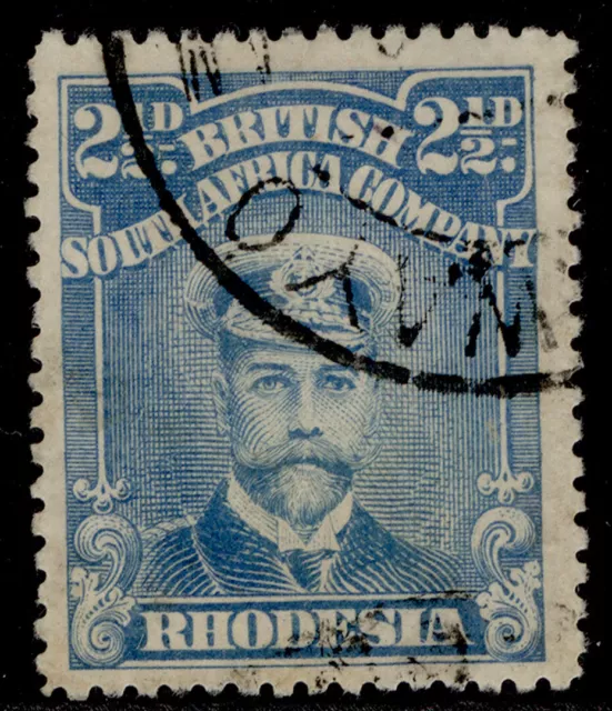 RHODESIA GV SG208, 2½d bright blue, FINE USED. Cat £65. PERF 15