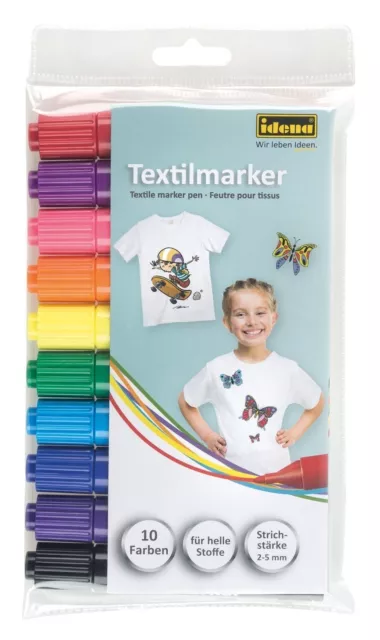 IDENA Textilmarker 10er Set Wäschemarker Stoffmalstifte Textilstift