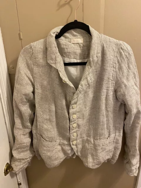 CP Shades 100% Linen Dree Blazer Jacket sz XS Natural Beige Oatmeal Buttons