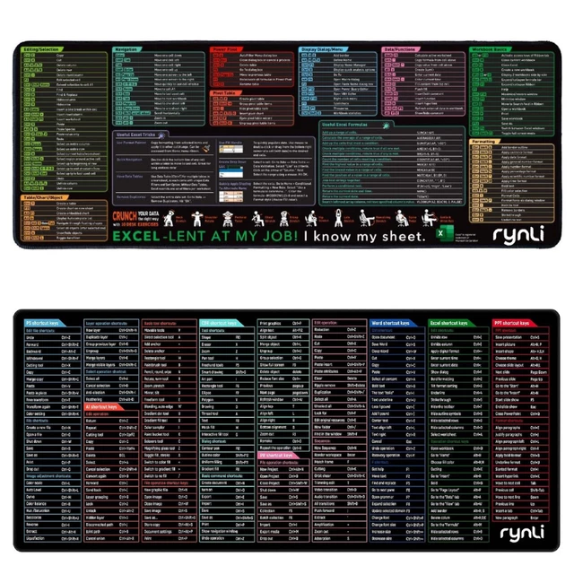 EXCEL CHEAT SHEET Desk Mat PS/CDR/PR Shortcuts for Excel and Office ...