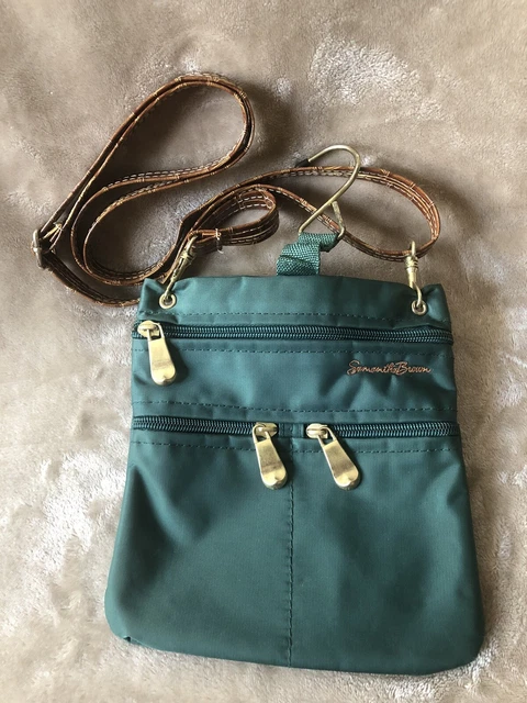 Samantha Brown MINI 8" Nylon CROSSBODY TRAVEL BAG W / HOOK  Emerald Green