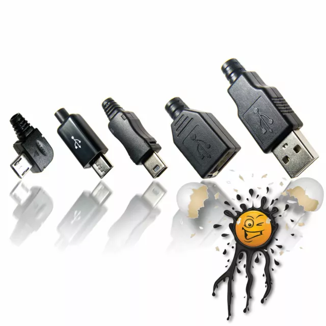 USB 2.0 Standard Micro Mini Stecker Plug Buchse Socket Connector 4-polig 5 polig