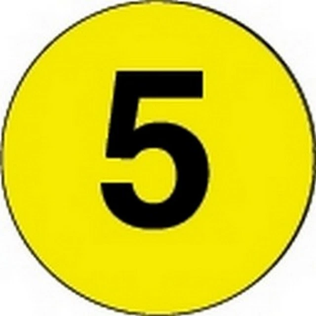 3" Diameter Number 5 Circle Labels (500 per Roll)
