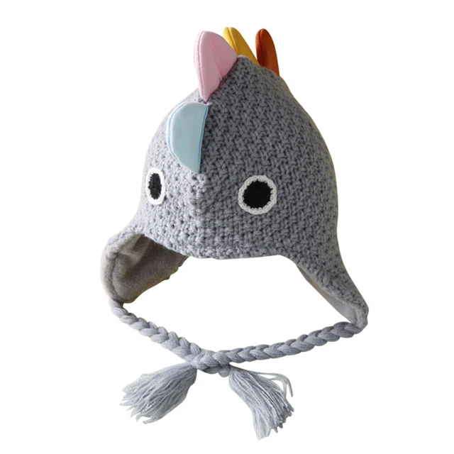 Cappello a maglia bambino dinosauro bambini berretto orecchino cappelli animali ragazzo bambini pattini