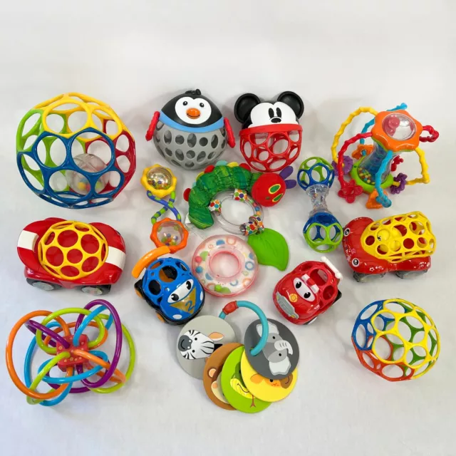 Oball Disney Eric Carle Nuby FP etc. Developmental Sensory Baby Toy Lot of 15