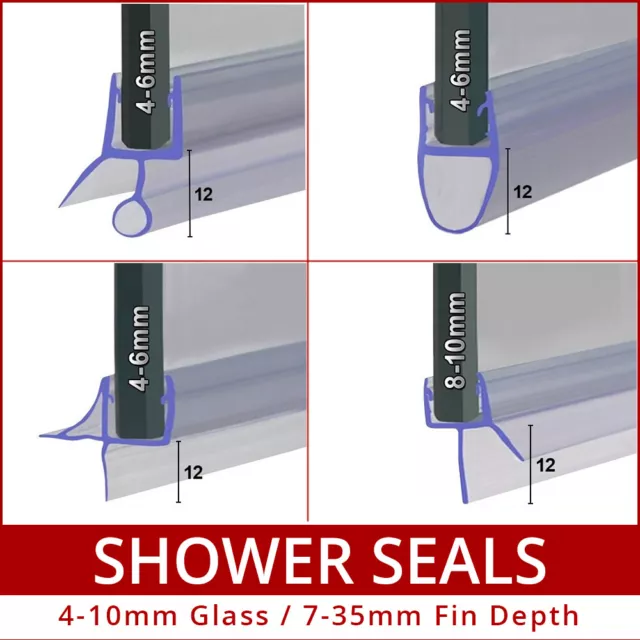 Bath Screen Shower Door Seal | Curved Flat | 4mm 6mm 8mm 10mm | 90cm or Sample