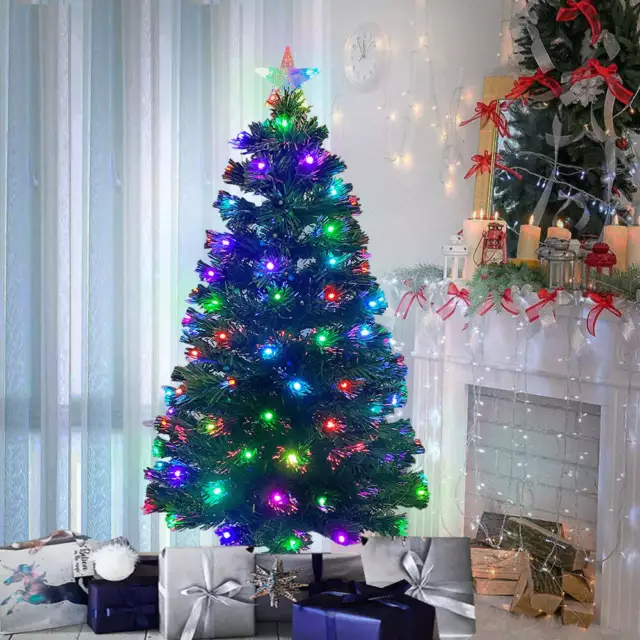 Christmas Fibre Optic Green Tree Sparkling Light LED 90 120 150 180 220 CM 3-7ft