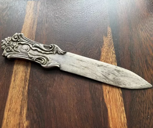 Massiver Art Deco 835 Silber Brieföffner 1920 Antik Griechenland Messer