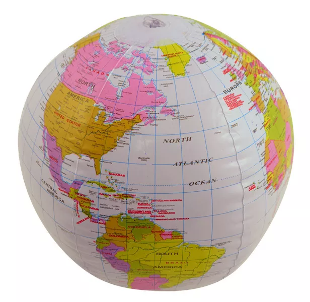 2x Inflatable Globe 40cm - Blow Up Atlas World Map of the Earth - Teaching Aid